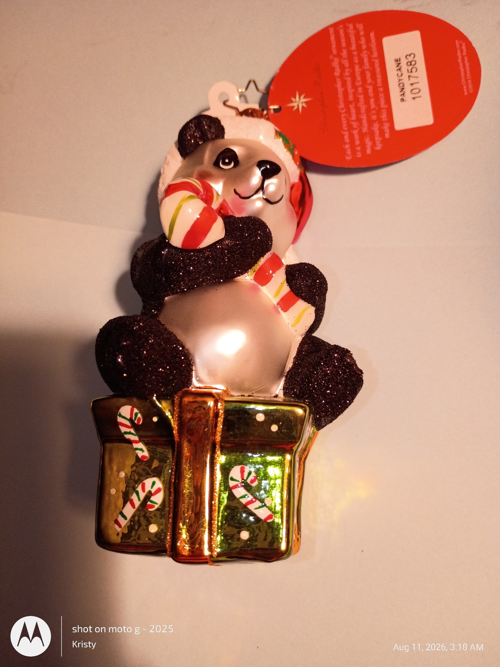 Christopher Radko Panda Christmas Ornament. New With Box